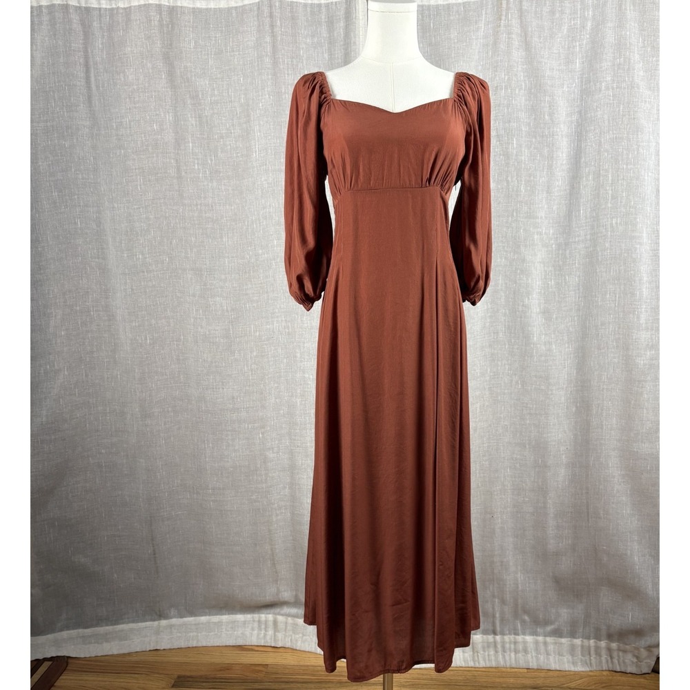 Midi Dress S Copper Dark Fairy Sweetheart Neck Dark Cottage Core Whimsigoth